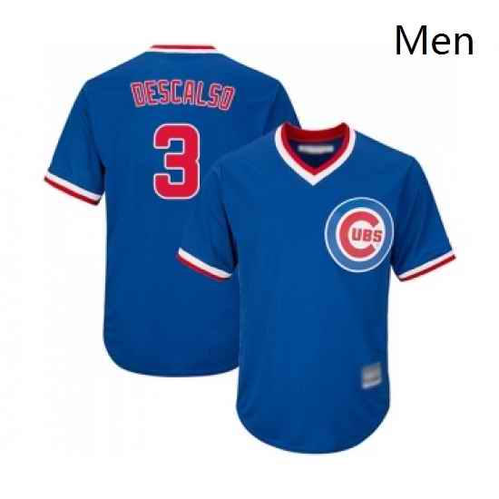Mens Chicago Cubs 3 Daniel Descalso Replica Royal Blue Cooperstown Cool Base Baseball Jersey